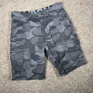 Iron Co Mens Gray Camo Cargo Shorts Size 32 Tactical Utility Stretch Grayscale